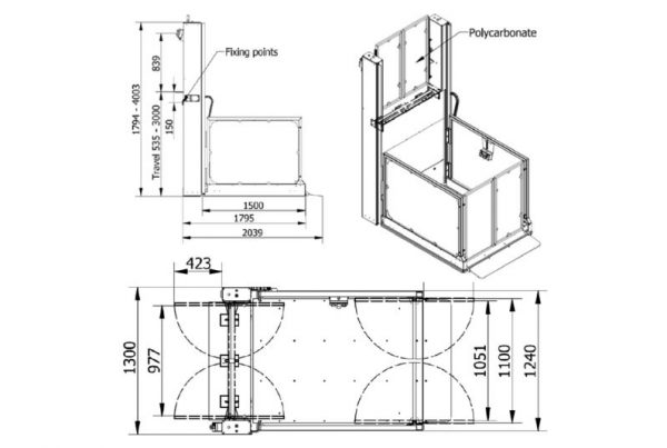 1 & 2 Metre MPR Platform Lifts Drawings